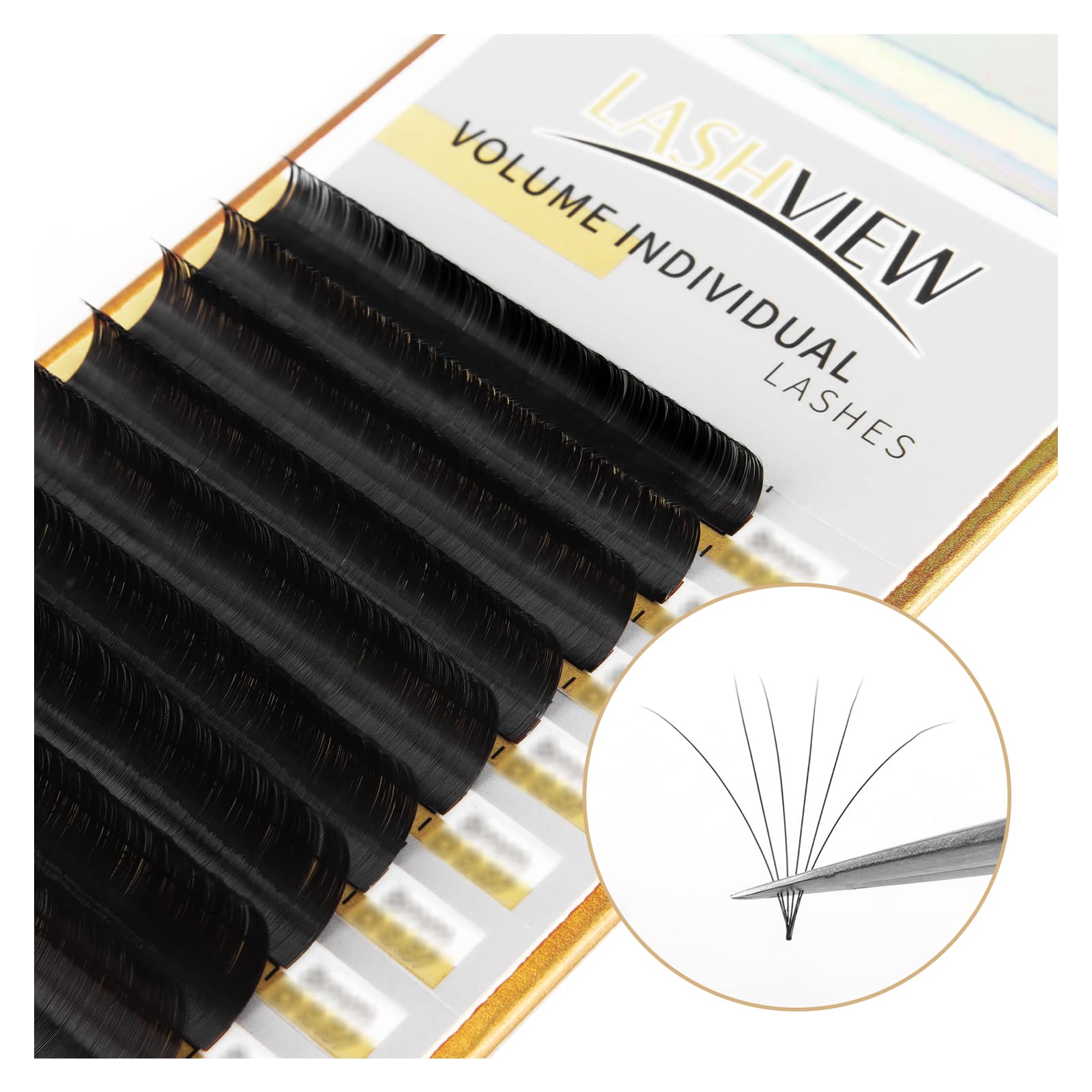 LASHVIEW 0.07 Thickness C Curl 8-15mm Mixed Tray Volume Faux Eyelash Extensions Silk Indiv