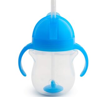 Munchkin Any Angle Weighted Straw Trainer Cup with Click Lock Lid, 7 Ounce, Blue
