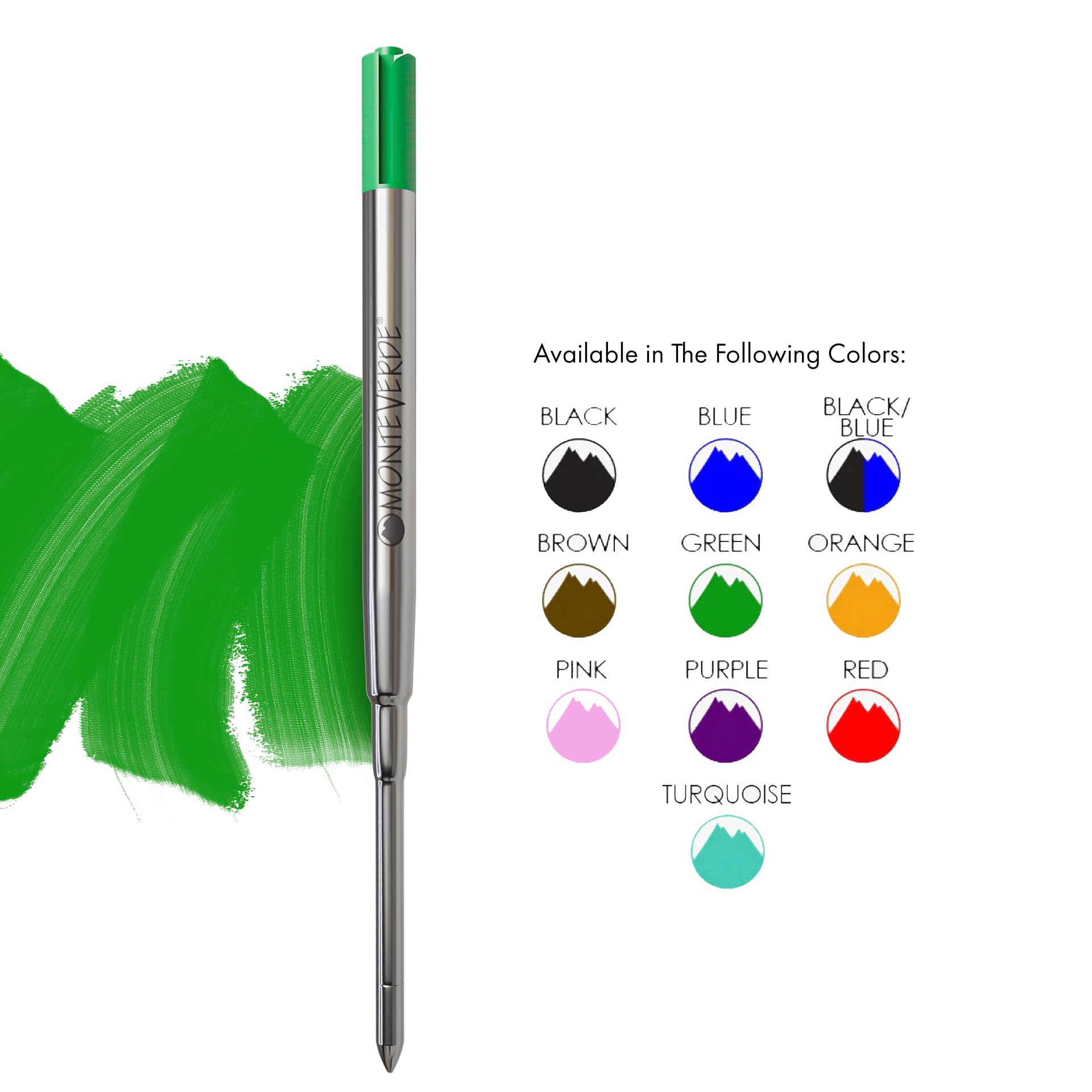 Monteverde Ballpoint Refill to Fit Parker Ballpoint Pens, Medium Point, Soft Roll, Green, - Image 2