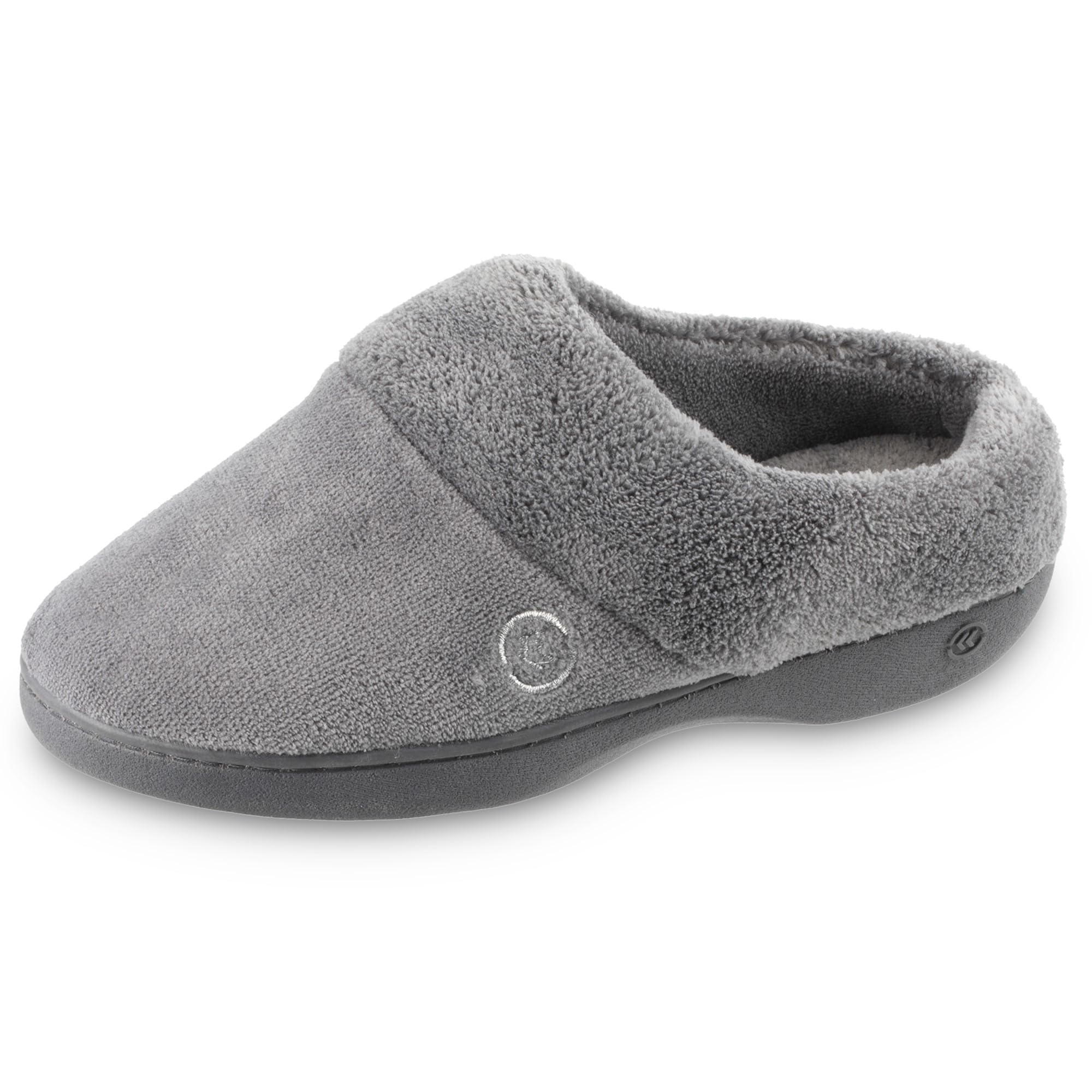 isotoner Women's Classic Hoodback W Memory Foam Slipper, Ash, 8.5-9