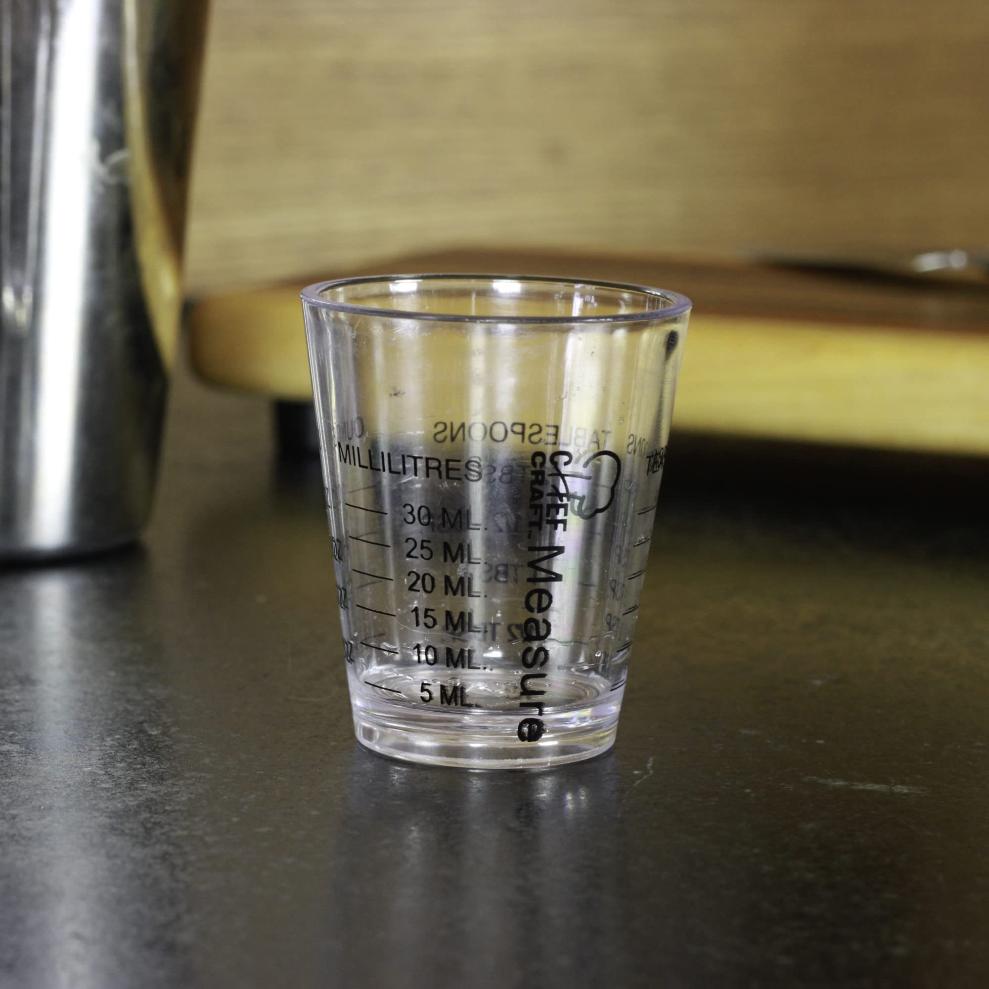 Chef Craft Classic Plastic Shot Glass Measurer, 1 ounce teaspoon/tablespoon, Clear - Image 3