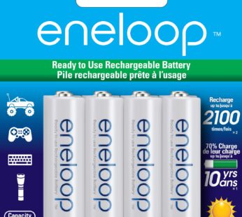 Eneloop Panasonic BK-3MCCA8BA AA 2100 Cycle Ni-MH Pre-Charged Rechargeable Batteries, 8-Ba