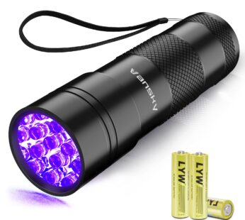 Black Light UV Flashlight,Vansky Blacklight 12 LED Urine Detector For Dog/Cat/Pet Urine &