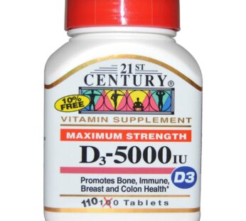 21st Century D3-5000 IU Tablets Maximum Strength Tablets – 110 ct, Pack of 2