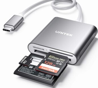 Unitek USB C SD Card Reader, Aluminum 3-Slot USB 3.0 Type-C Flash Memory Card Reader for U
