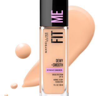 Maybelline Fit Me Dewy + Smooth Liquid Foundation Makeup, Nude Beige, 1 Count (Packaging M