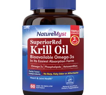 NatureMyst Krill Oil, Professional Grade 60 Liquid Softgels, Non-GMO, Gluten Free, Made in