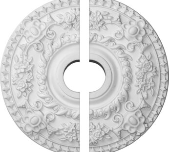 Ekena Millwork CM18RO2 Rose Ceiling Medallion, 18″OD x 3 1/2″ID x 1 1/2″P, Factory Primed