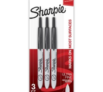 SHARPIE Retractable Permanent Markers, Ultra Fine Point, Black, 3 Count