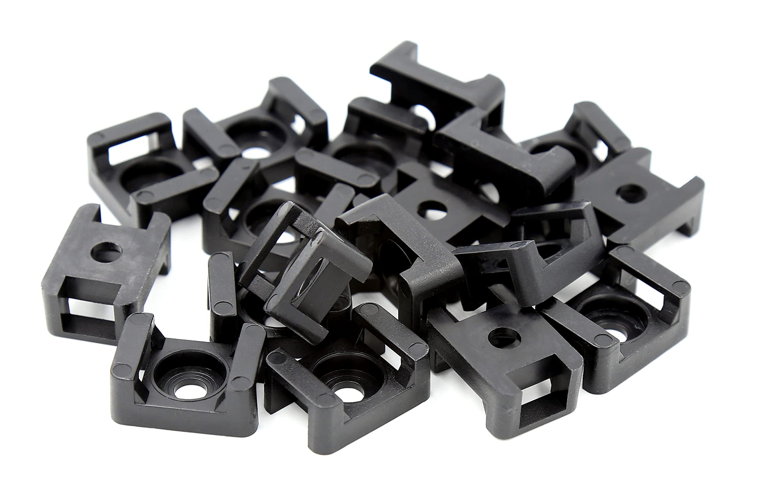 iexcell 100 Pcs Black 9 mm Cable Tie Base Saddle Type Mount Wire Holder - Image 2