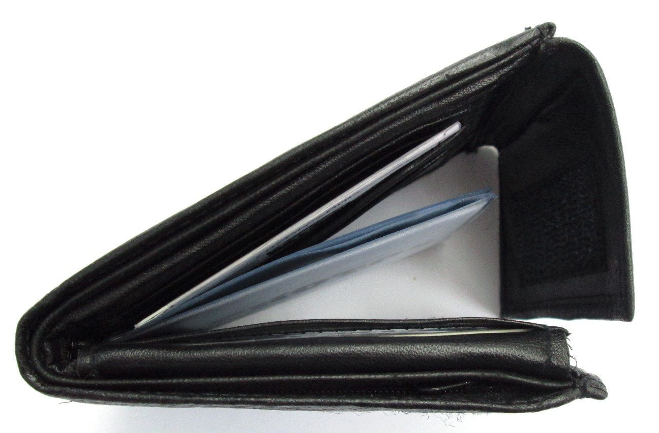 Dangerous Threads Mens Black Leather Wallet Lamb Bifold W Coin Pouch 795 - Image 5
