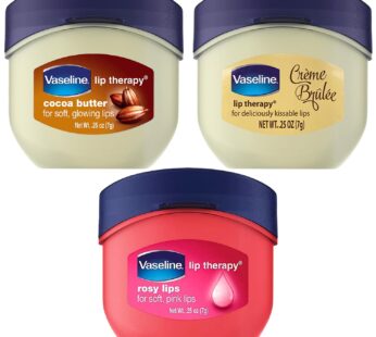 Vaseline Lip Therapy Bundle – Creme Brulee, Rosy Lips & Cocoa Butter, 0.25 Ounce (Pack of
