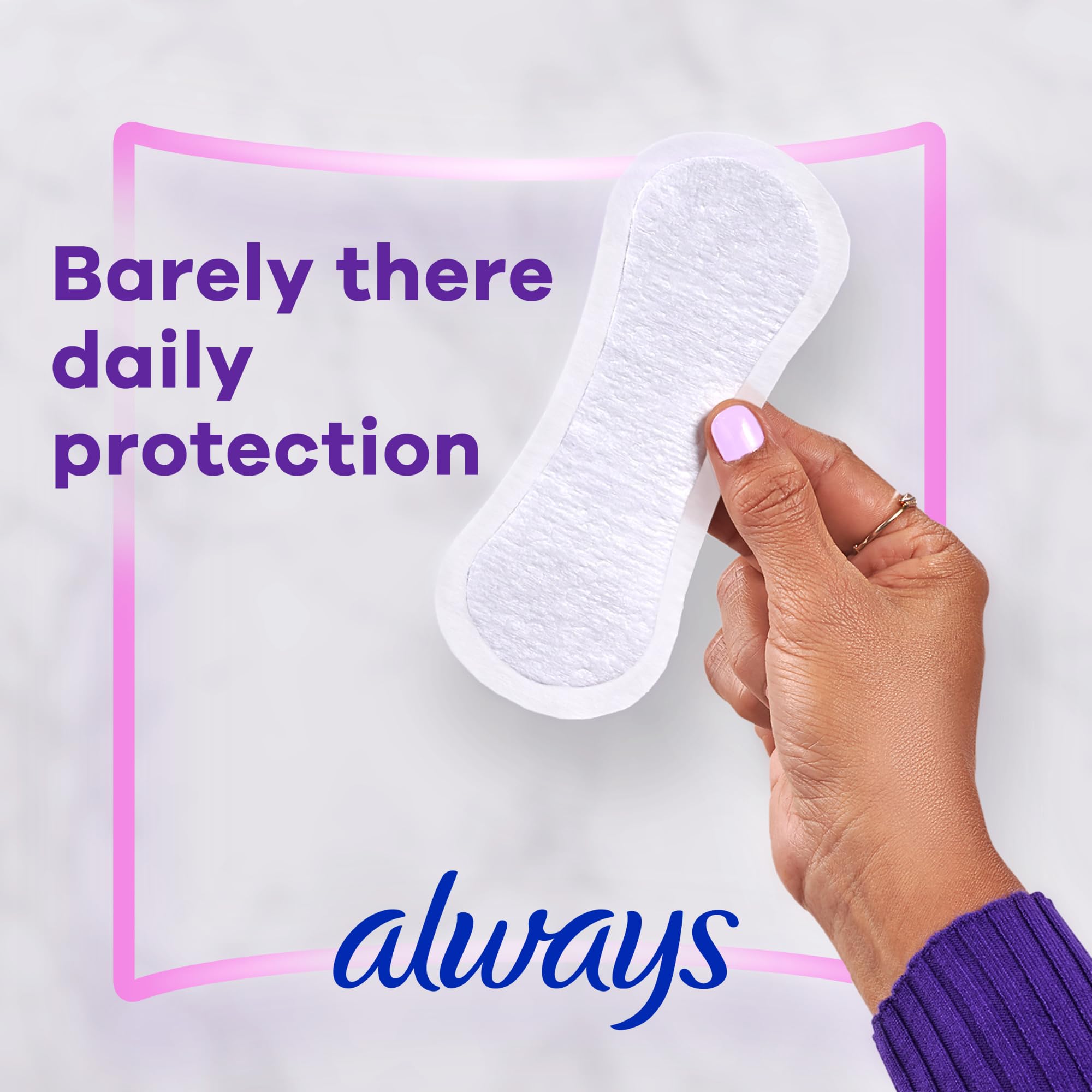 Always Thin Daily Panty Liners For Women, Light Absorbency, Unscented, 162 Count (Packagin - Image 2
