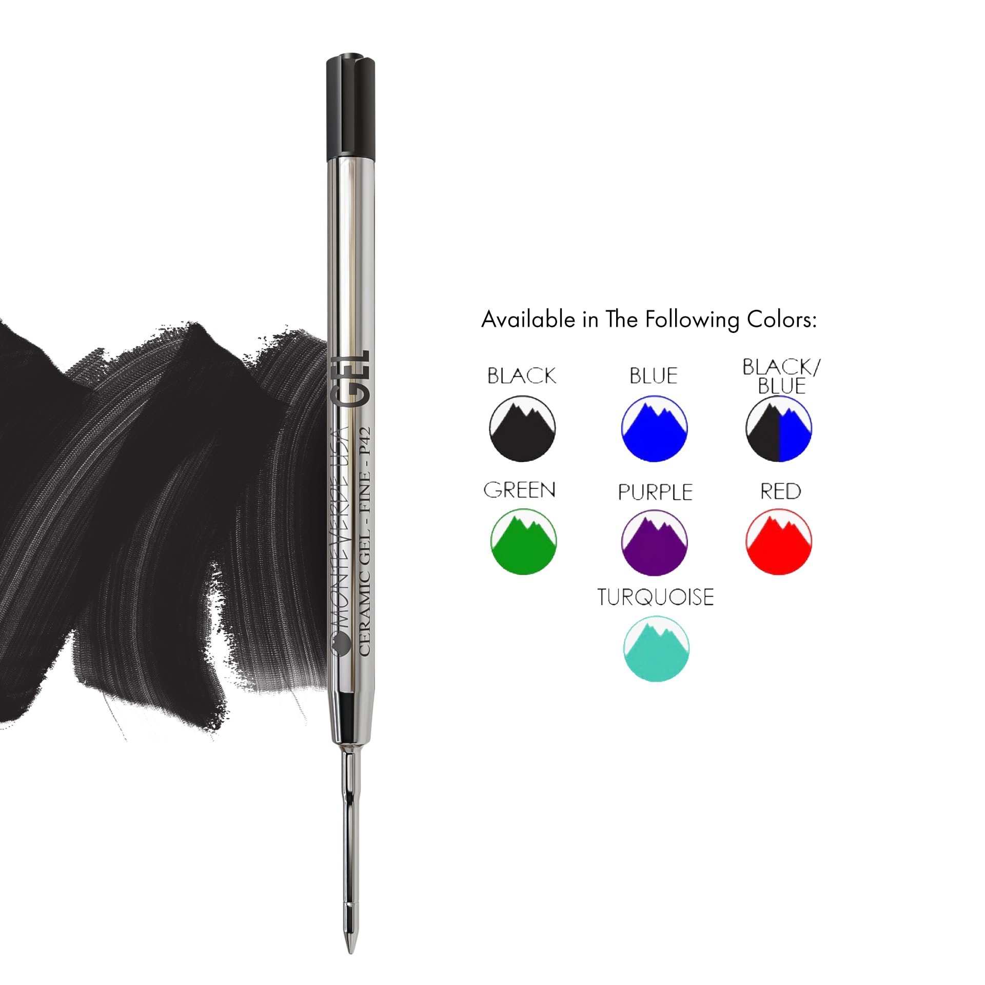 Monteverde Capless Gel Ballpoint Refill to Fit Parker Ballpoint Pens, Fine Point, Black, 2 - Image 2