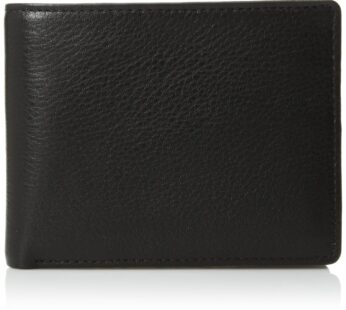 Perry Ellis Portfolio Men’s Park Avenue Leather Wallet With Passcase, Black, One Size