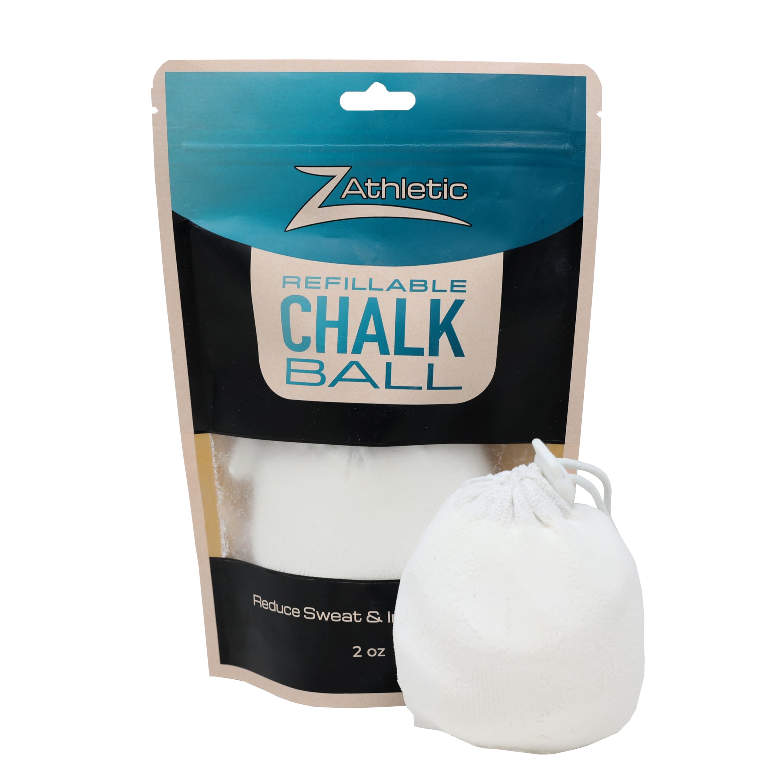 Z Athletic Gym Chalk Ball for Rock Climbing, Gymnastics, and Weightlifting, 2oz Refillable