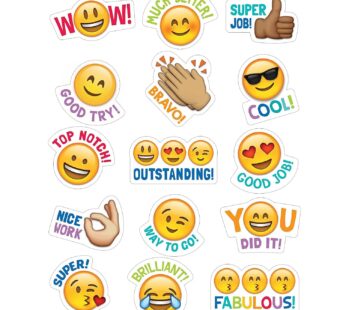CTP Emoji Fun Rewards Stickers, Emoji Stickers for Students, Set of 75, 1 x 1 Each (Crea