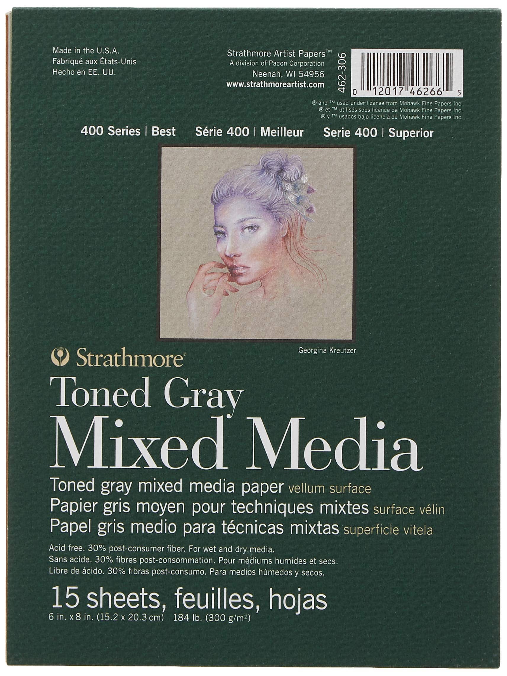 Strathmore Toned Mixed Media Paper Toned Grey 6"X8"-15 Sheets -62462306 - Image 2
