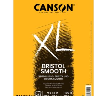 Canson XL Series Bristol Paper, Smooth, Foldover Pad, 9×12 inches, 25 Sheets (100lb/260g)
