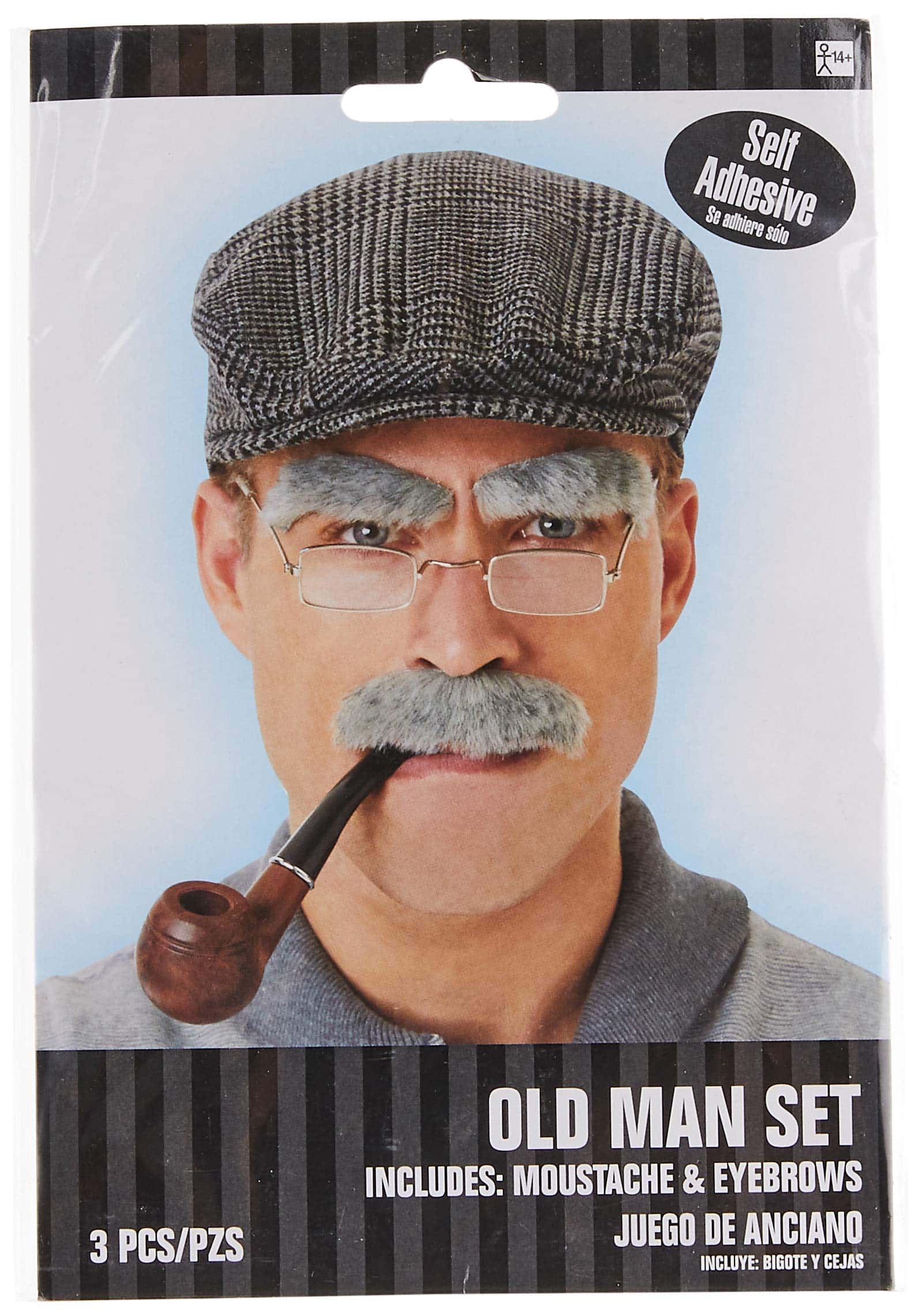 Old Man Set - Authentic Synthetic Gray Hair & Accessories (1 Pack) - Realistic, Comfortabl - Image 2