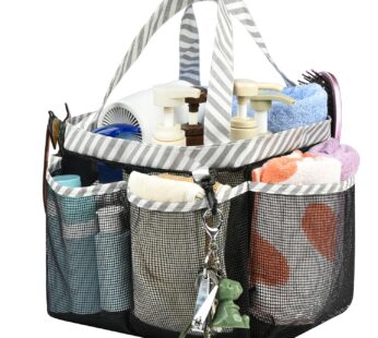 Haundry Mesh Shower Caddy Bag, Large College Dorm Bathroom Caddy Organizer with Key Hook a