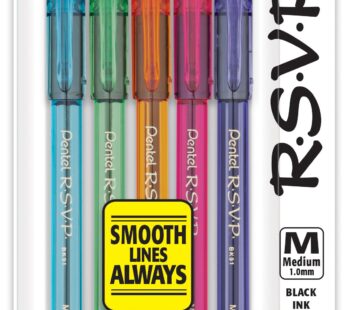 Pentel R.S.V.P. Razzle-Dazzle Ballpoint Pen, Medium Line, Black Ink, 5 Pack (BK91RDBP5M)