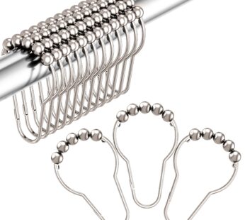 Amazer Shower Curtain Hooks, Decorative Rust Proof Stainless Steel Shower Curtain Hooks fo