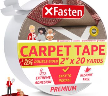 XFasten Carpet Tape Double Sided – Heavy Duty 2 x 20 yds Gentle on Surface Double Sided C
