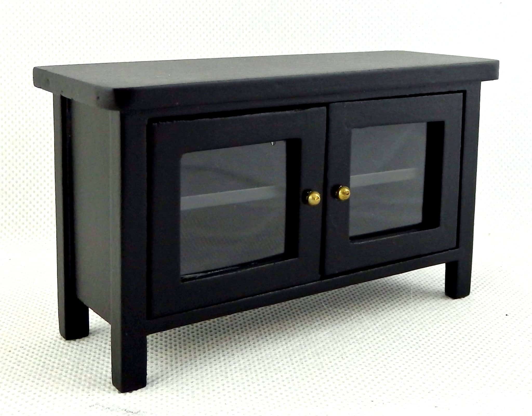 Dollhouse Miniature Black Television Stand