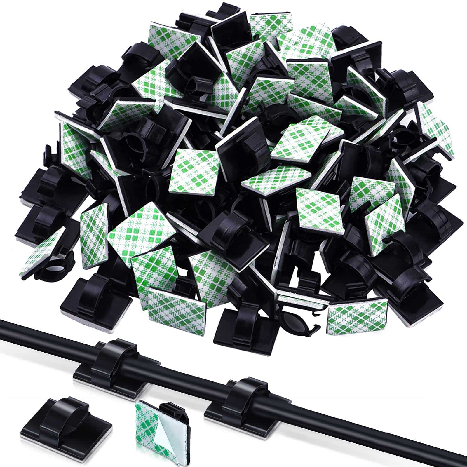 eBoot 100 Pieces Adhesive Cable Clips Wire Clips Cable Wire Management Wire Cable Holder C