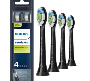 Philips Sonicare Genuine W DiamondClean Toothbrush Heads, 4 Brush Heads, Black, HX6064/95