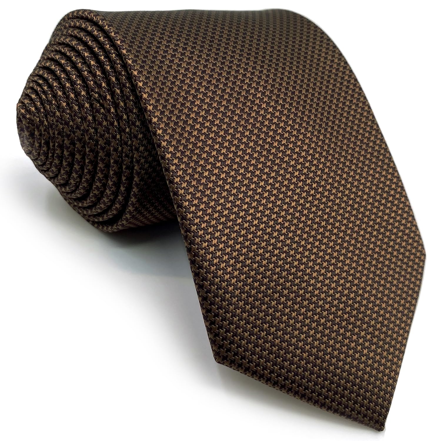 S&W SHLAX&WING Ties for Men Solid Color Brown Chocolate Necktie Silk Extra Long XL - Image 2