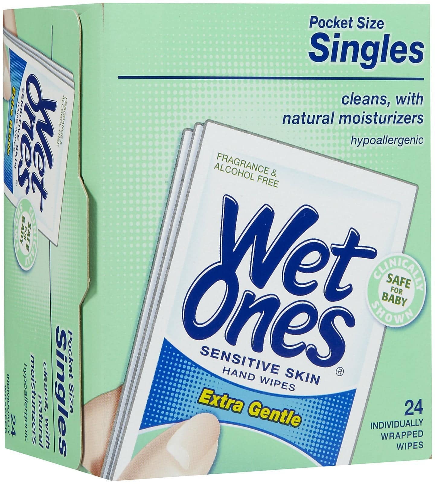 Singles Sensitive Skin Individually Wrapped Hand Moist Wipes, 24 Count (Pack of 1) - Image 2