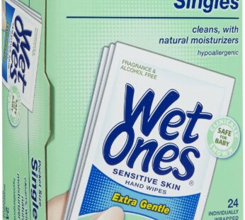 Singles Sensitive Skin Individually Wrapped Hand Moist Wipes, 24 Count (Pack of 1)