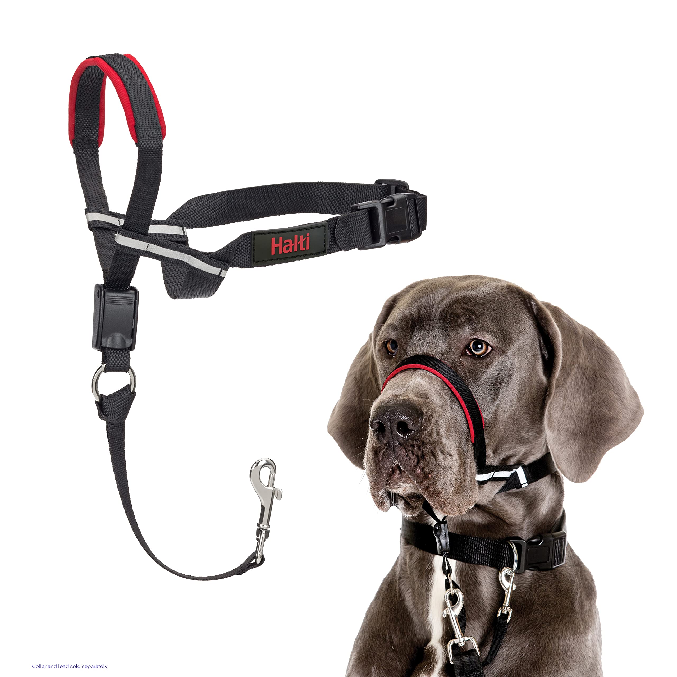 HALTI Optifit Headcollar - To Stop Your Dog Pulling on the Leash. Adjustable, Reflective a