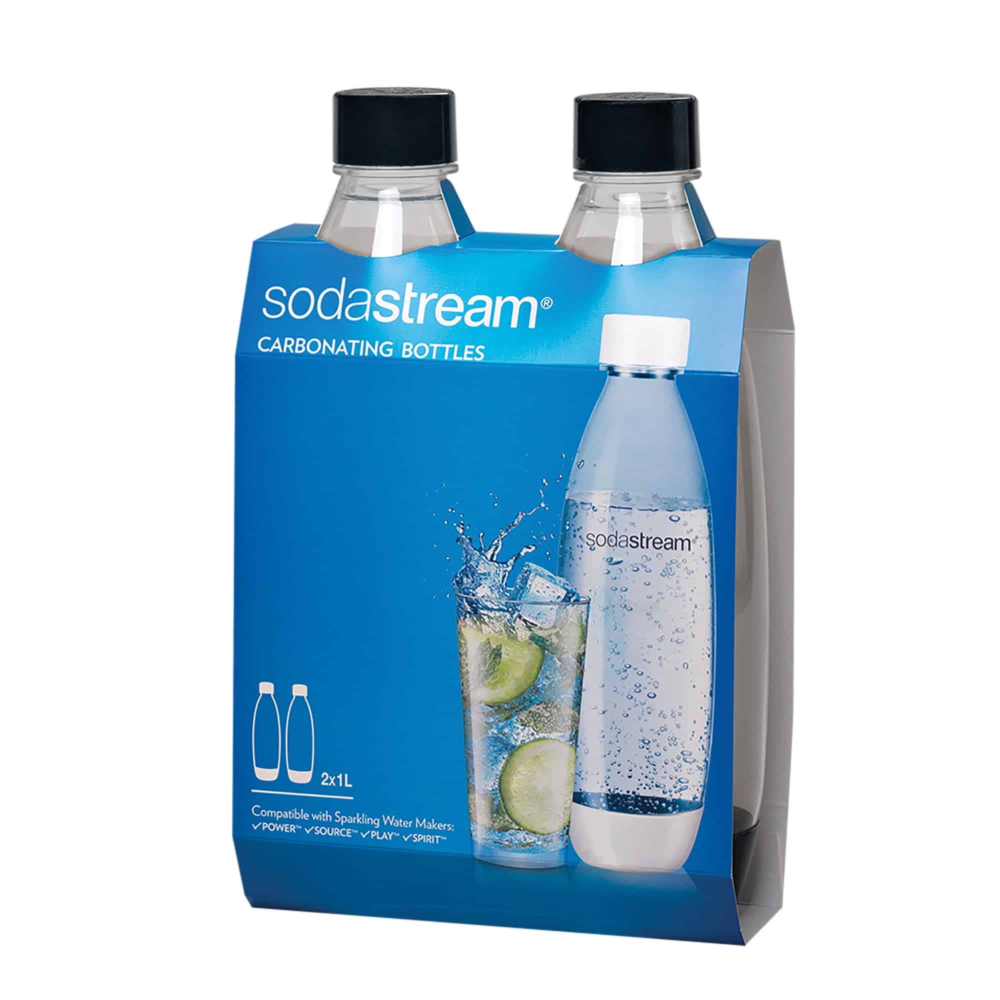 SodaStream Black Slim Carbonating Bottles Twin Pack, 1L Pack Of 2 - Image 2