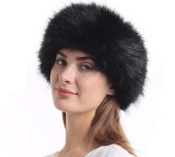 LA CARRIE Faux Fur Headband with Stretch Women’s Winter Earwarmer Earmuff (Black)