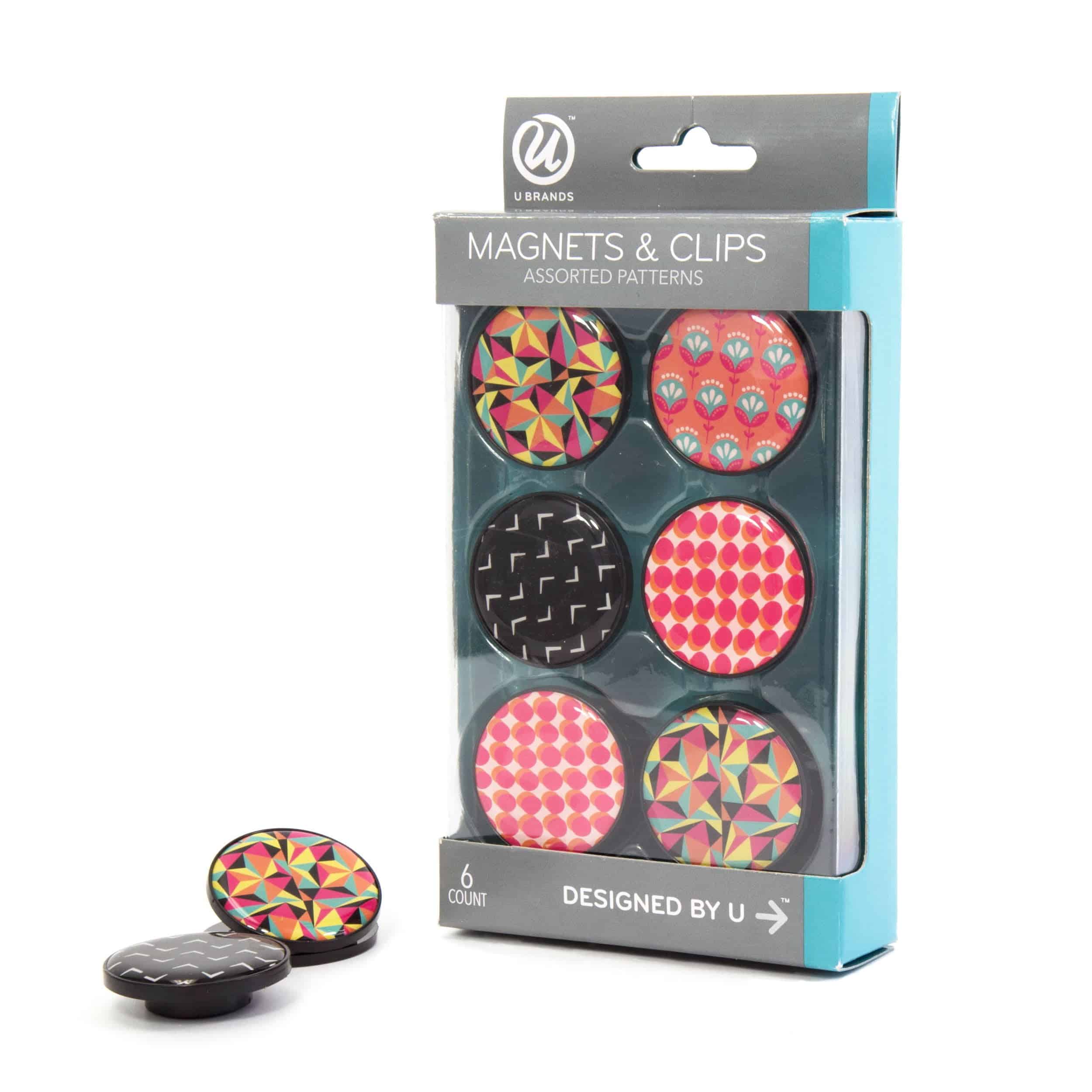 U Brands Magnets and Magnetic Clips, 1-1/4-Inch Diameter, Pop Spring Fashion Colors, 6-Cou - Image 2