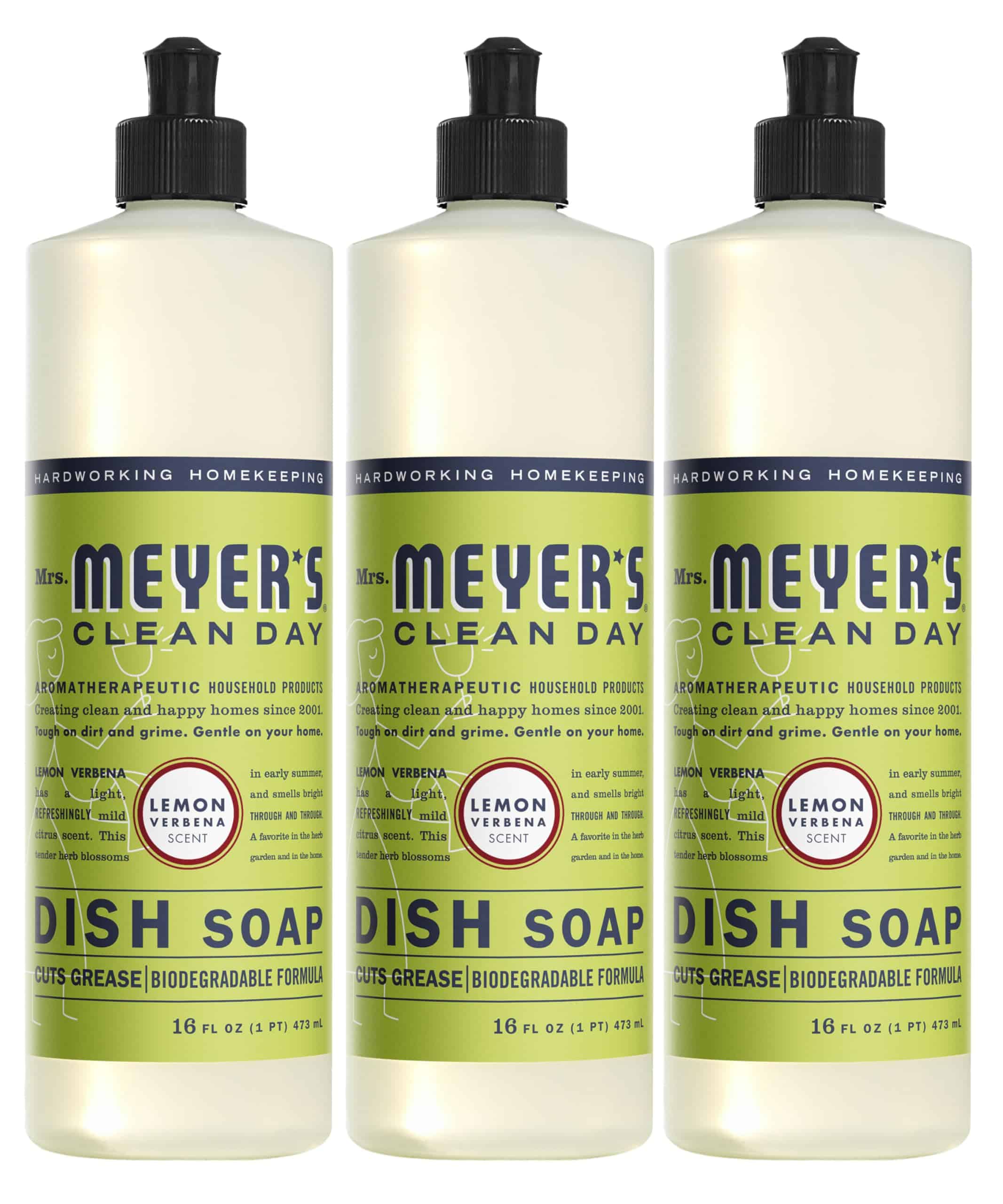 MRS. MEYER'S CLEAN DAY Liquid Dish Soap, Biodegradable Formula, Lemon Verbena, 16 fl. oz - - Image 2