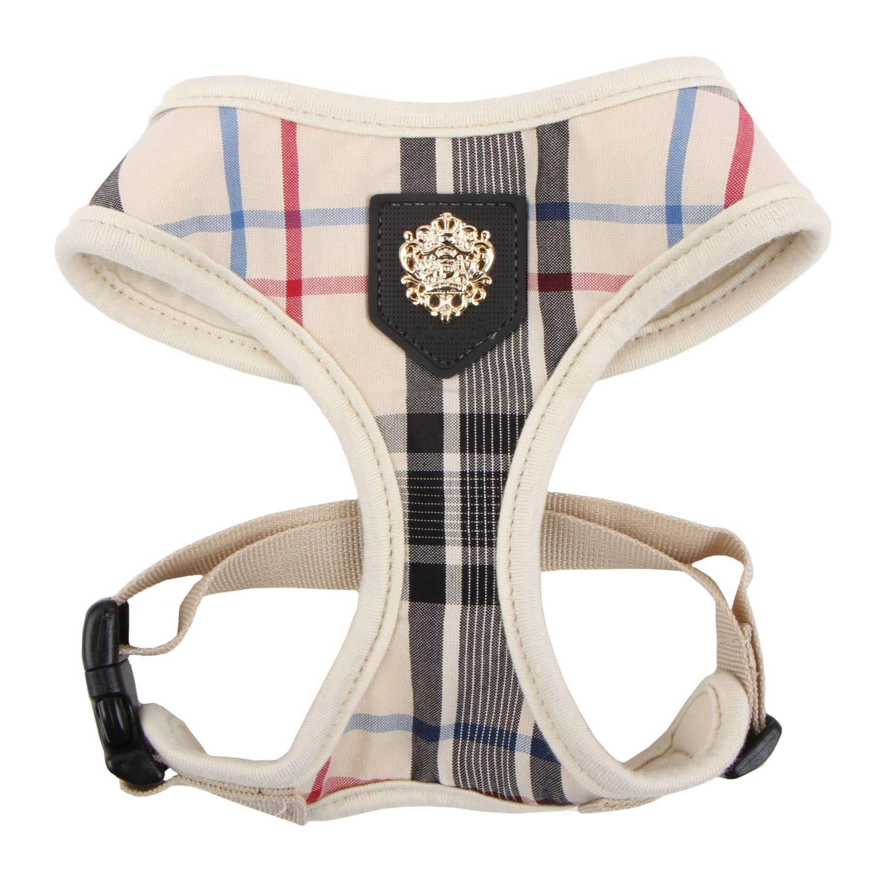 puppia Junior Over-The-Head Dog Harness Checkered Pattern No Choke No Pull Adjustable Ches