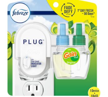 Febreze Plug in Air Freshener and Odor Eliminator, Scented Oil Refill and Oil Warmer, Gain