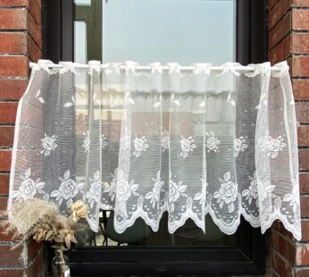 Zhh Flower Lace Valance Sheer Cafe Kitchen Curtain Farmhouse Window Valance Short Floral C