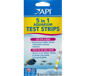 API 5-IN-1 TEST STRIPS Freshwater and Saltwater Aquarium Test Strips 4-Count Box