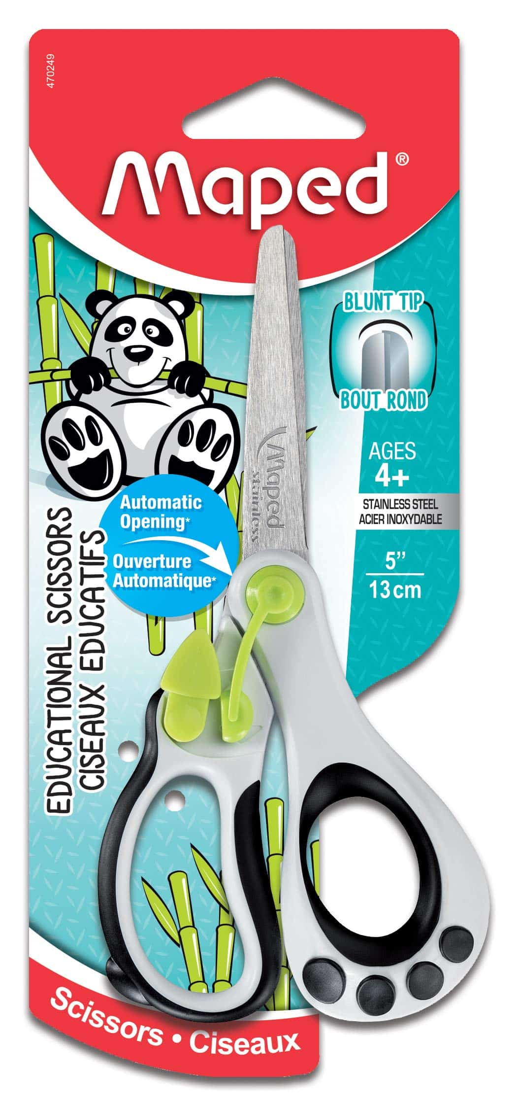 Maped Helix USA Koopy Spring-Assisted Educational Scissors, Kids, 5 Inch, Blunt Tip, Right