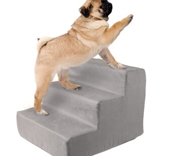 3-Step Pet Stairs – Nonslip Foam Dog and Cat Steps with Removable Zippered Microfiber Cove