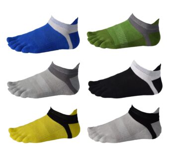 6 Pack Men No Show Toe Socks Cotton Low Cut Athletic 5 Finger Mesh Wicking