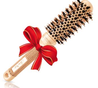Vented Thermal Round Brush with Boar Bristles for Blow-drying, Curling Short Hair (Chin to