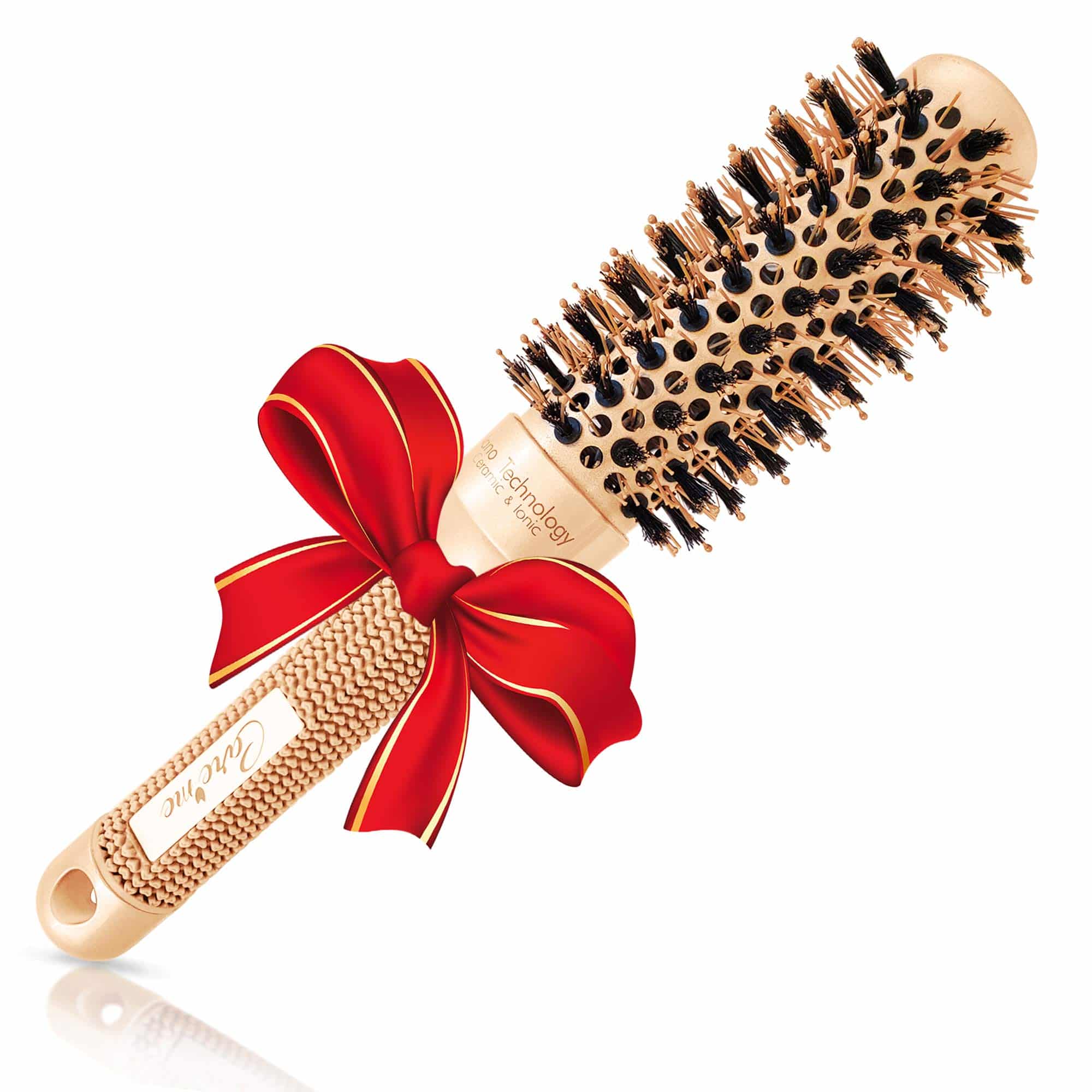 Vented Thermal Round Brush with Boar Bristles for Blow-drying, Curling Short Hair (Chin to
