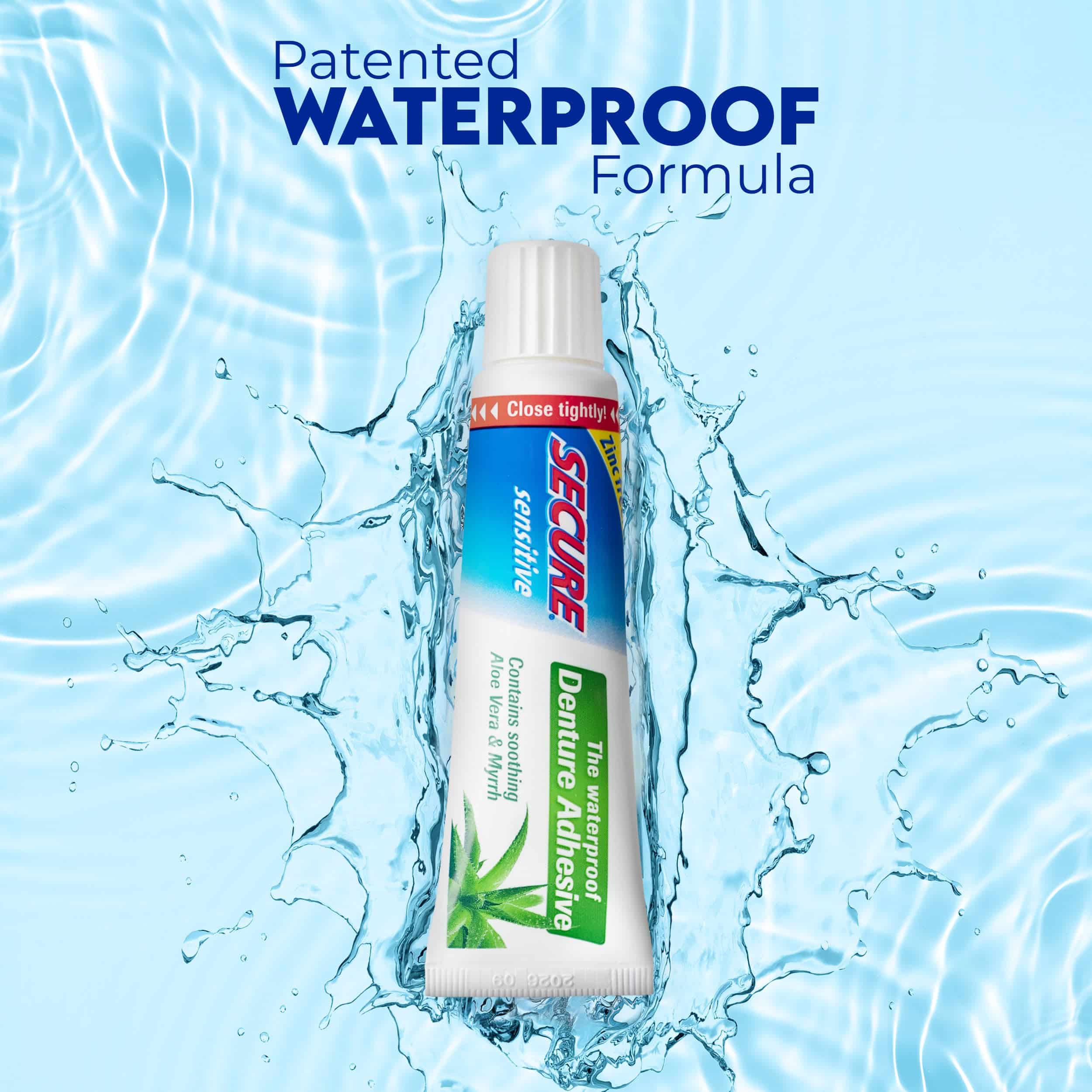 Secure Sensitive Denture Adhesive with Aloe Vera & Myrrh 12-Hour Max Hold Patented Wat - Image 3