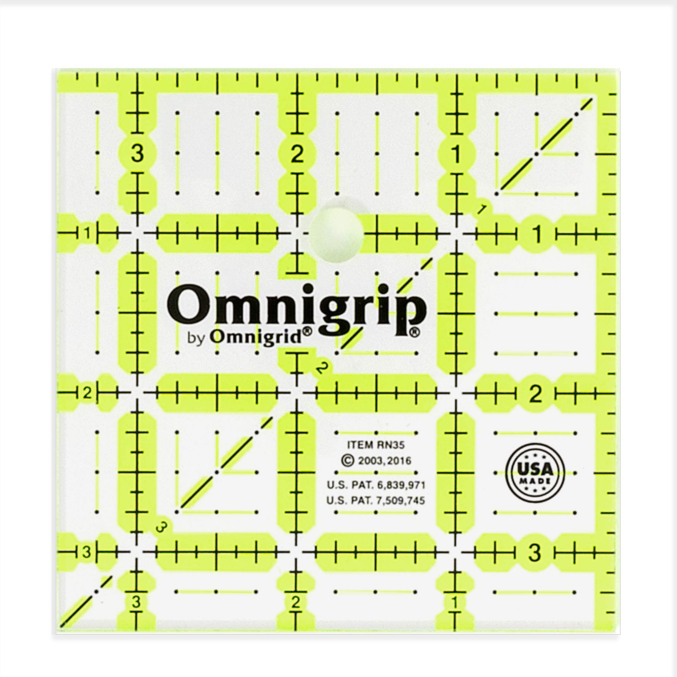 Omnigrid Omnigrip Ruler, 3-?" x 3-?", Green